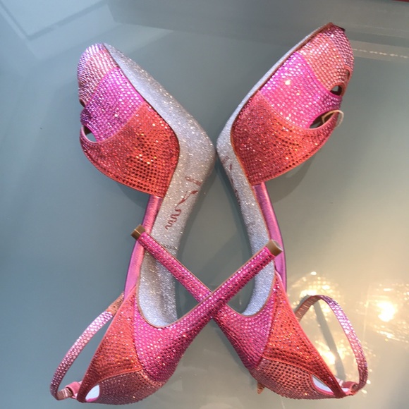 Rene caovilla Sandals size 40 pink orange Crystals - Picture 7 of 9
